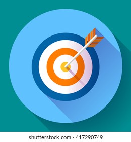 Target marketing icon. Target with arrow symbol. Modern flat design concept for web banners, web sites, printed materials. Flat vector design style