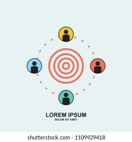 Target marketing icon, flat design