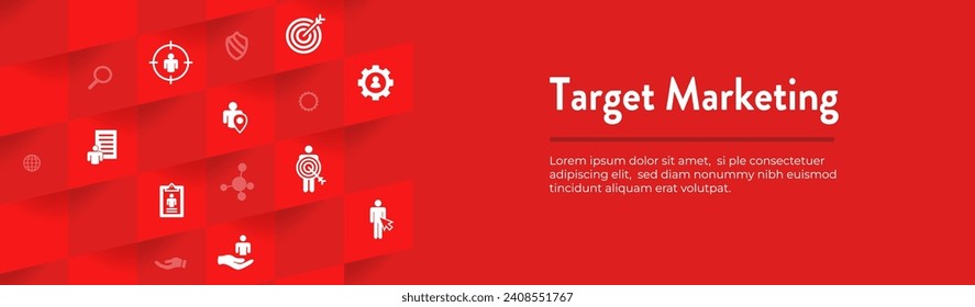 Target Marketing Icon Set and Web Header Banner w specific targeted persona