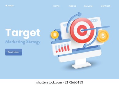 Target marketing, Remarketing, Retargeting, Digital marketing strategy, Data analysis, SEO optimization concept - 3D vector illustration with icons