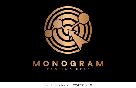 Plantilla de logotipo del vector monograma abstracto del servicio de marketing de destino