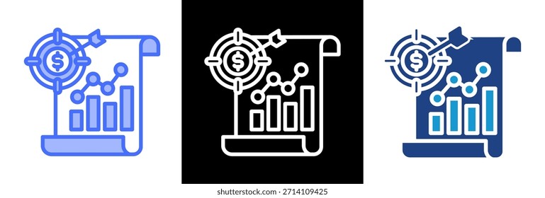 Ilustración vectorial de estilo triple de Target Metrics Icon