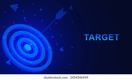 Target or mission concept with bow arrow and  connection dots lines. Business achievement objective target background. Vector illustration.