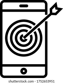 target, mobile, aim line icon isolated on white background 