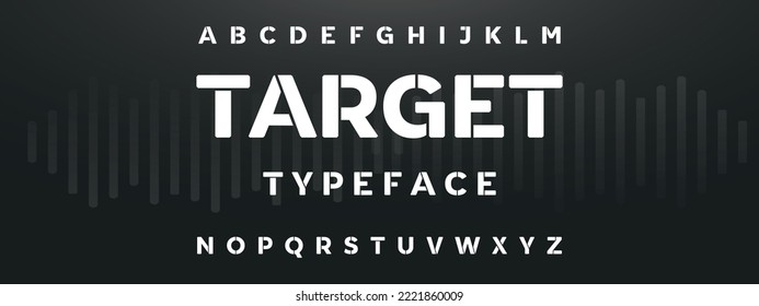 TARGET Modern Bold Font. Regular Italic Number Typography urban style alphabet fonts for fashion, sport, technology, digital, movie, logo design, vector illustration
