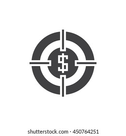 Target money icon vector, aim solid logo, pictogram isolated on white, pixel perfect illustration