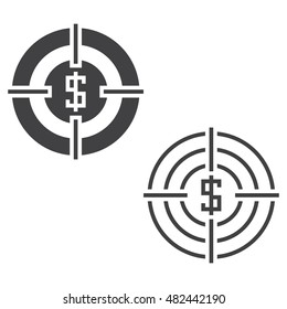 Target money line icon, outline and solid aim vector sign, linear and full pictogram isolated on white, logo illustration