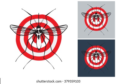 Target mosquito vector image. Picture with target mosquito. Symbolic target mosquito. Vector target mosquito logo. Label with target mosquito. Attention target mosquito