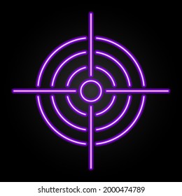 Signo de neón objetivo, diseño moderno de pancartas brillantes, tendencia colorida del diseño moderno sobre un fondo negro. Ilustración vectorial.