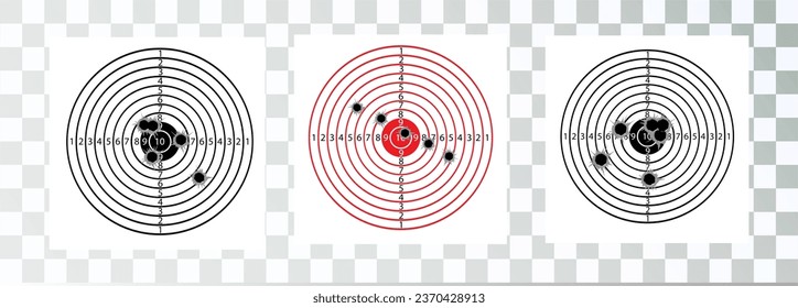 Target with numbers for shooting at a shooting range. round target with a marked bulls-eye for shooting practice on the shooting range. Vector illustration