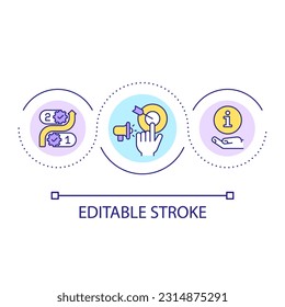 Target objectives loop concept icon. Analysis process. Provide information. Set goals. Strategy abstract idea thin line illustration. Isolated outline drawing. Editable stroke. Arial font used