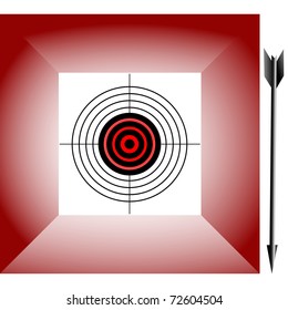 Target on an abstract background and arrow. Vector.