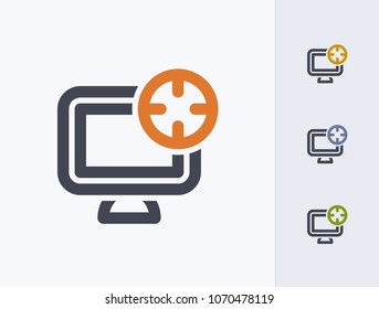 Target On Computer - Outline Duo Icons. A professional, pixel-aligned icon.