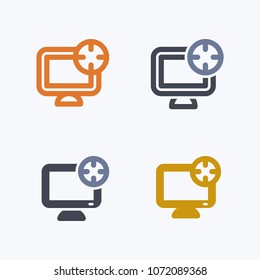 Target On Computer - Outline & Glyph Icons. A professional, pixel-aligned icon.