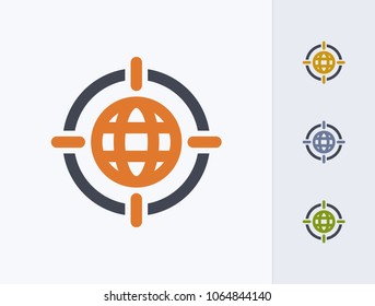 Target On Globe - Outline Duo Icons. A professional, pixel-aligned icon.