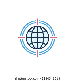 Target on Globe vector concept colored icon or design element