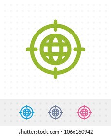 Target On Globe - Zap Icons. A professional, pixel-aligned icon.