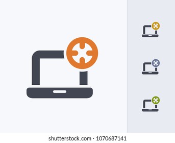 Target On Laptop - Glyph Duo Icons. A professional, pixel-aligned icon.