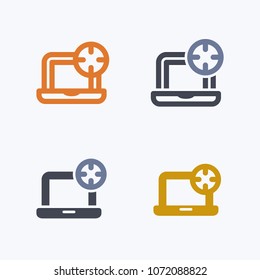 Target On Laptop - Outline & Glyph Icons. A professional, pixel-aligned icon.