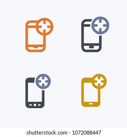 Target On Phone - Outline & Glyph Icons. A professional, pixel-aligned icon.