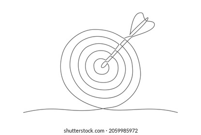 Target. One line drawing. Vector target in line style