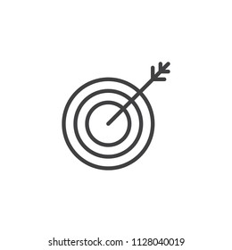 Target outline icon. linear style sign for mobile concept and web design. Dart Board Arrow simple line vector icon. Symbol, logo illustration. Pixel perfect vector graphics