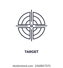 target outline icon. Linear vector from army and military concept. Thin line target icon isolated on white background