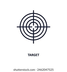 icono de esquema de destino. Ícono de línea delgada del ejército y la colección de guerra. Vector editable aislado sobre fondo blanco