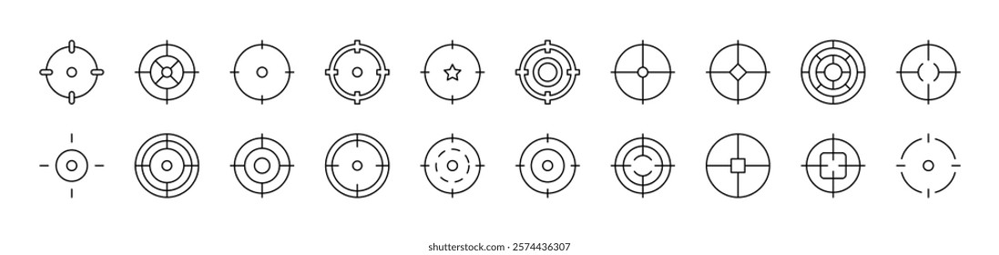 Target Outline Simple Linear Image Collection. Editable Stroke. Suitable for Web Sites, Books, Cards, Apps 