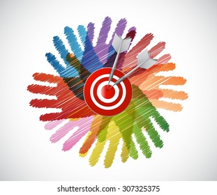 target over diversity hands circle illustration design