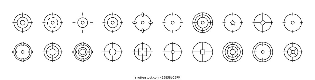 Target Pack of Thin Icons. Editable Stroke. Suitable for Web Sites, Books, Cards, Apps 