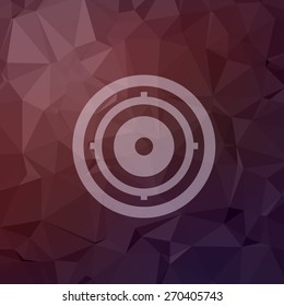 Zielpolster im flachen Stil für Web und mobile, moderne minimalistische flache Design. Vektorweißes Symbol auf abstraktem mehrfarbigem Hintergrund