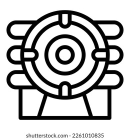 Vector de contorno del icono de bola de pintura de destino. Una pistola de bolas. Deporte de juegos