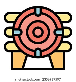 Vector de contorno del icono de bola de pintura de destino. Una pistola de bolas. Color del deporte de juego