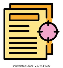 Target paper expert icon outline vector. Consult chart. Office work color flat