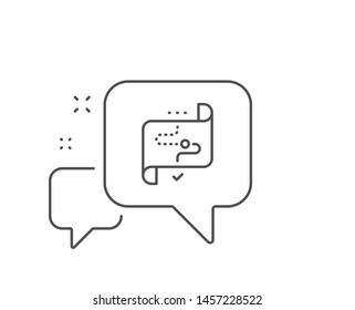 Target path line icon. Chat bubble design. Stratery goal sign. Core value symbol. Outline concept. Thin line target path icon. Vector