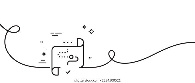 Target path line icon. Continuous one line with curl. Stratery goal sign. Core value symbol. Target path single outline ribbon. Loop curve pattern. Vector