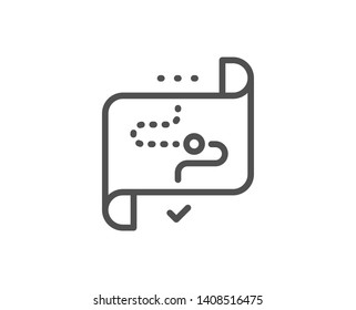 Target path line icon. Stratery goal sign. Core value symbol. Quality design element. Linear style target path icon. Editable stroke. Vector
