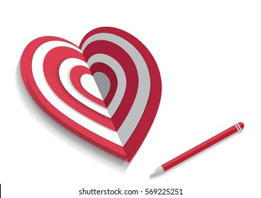 Target with pencil. white background, 3d