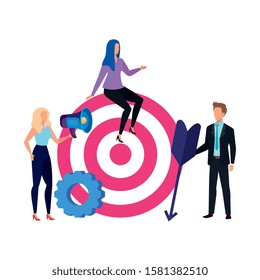 Target and people design, Solution success strategy idea problem innovation and creativity theme Vector illustration