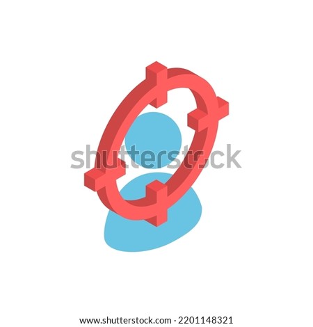 Target person, isometric icon. person and the scope