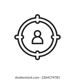 Ilustración de vectores de iconos de contorno de persona de destino