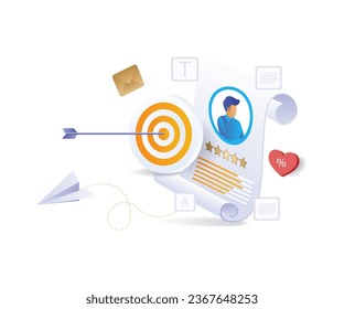 Target personal branding data flat illustration concept