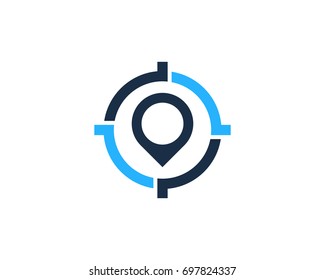 Target Pin Icon Logo Design Element