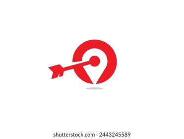 diseño del logotipo del pin de destino. icono de símbolo de concepto de punto de enfoque de flecha