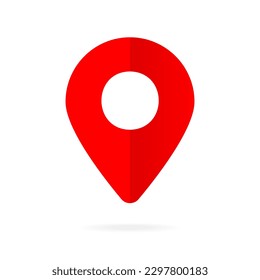 Target pin point icon. Red map location pointer icon symbol sign. Gps marker with isolated white background for mobile app website UI UX.