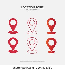 Pin-Punktesymbol für Zielpins. Symbol für das Symbol des roten Kartenstandorts. GPS-Marker mit isoliertem weißem Hintergrund für mobile App-Website UI UX.