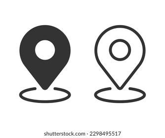 Target pin point icon. Red map location pointer icon symbol sign. Gps marker with isolated white background for mobile app website UI UX.