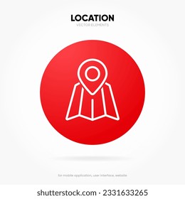 Target pin point icon. Red map location pointer icon symbol sign. Gps marker with isolated white background for mobile app website UI UX.