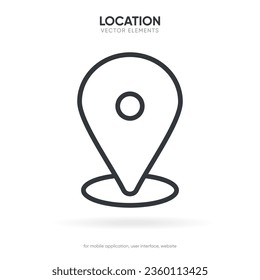 Target pin point icon. Red map location pointer icon symbol sign. Gps marker with isolated white background for mobile app website UI UX.